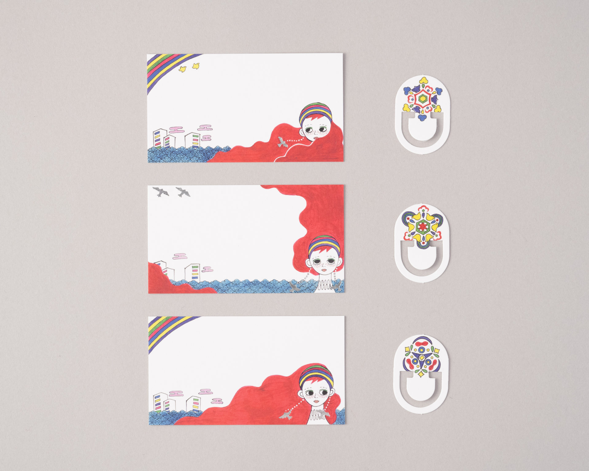 MESSAGE CARD＆PAPER CLIP【白昼夢/太陽と虹　特別箔版】作家／川島　優子